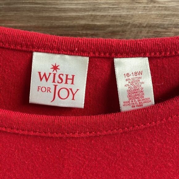 Wish For Joy Ladies Rhinestone Snowman Top, Size 16-18W, Red, Plus Size - Picture 4 of 5